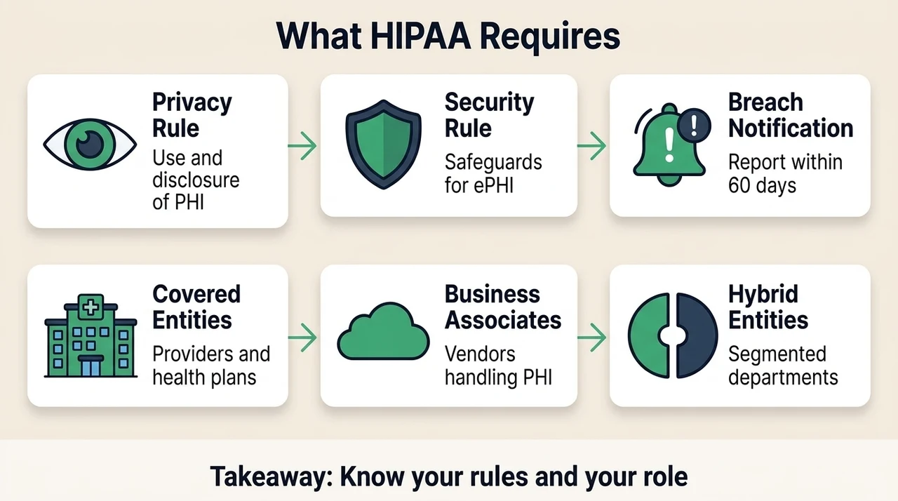 What HIPAA Requires: Rules, Roles, and Key Terms