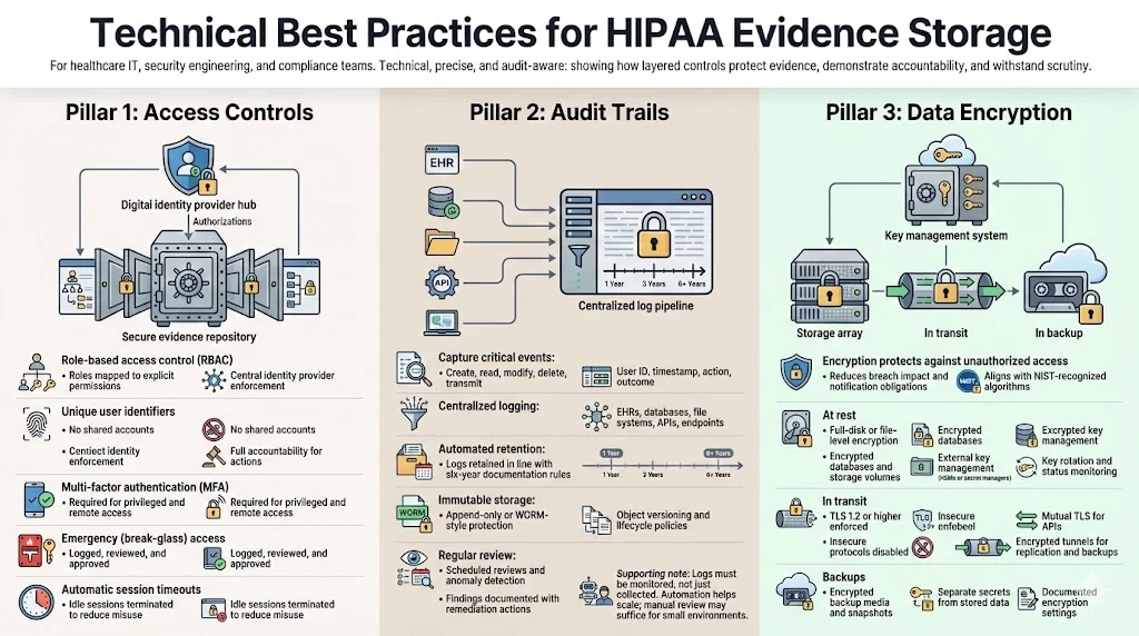 Technical Best Practices for HIPAA Evidence Storage
