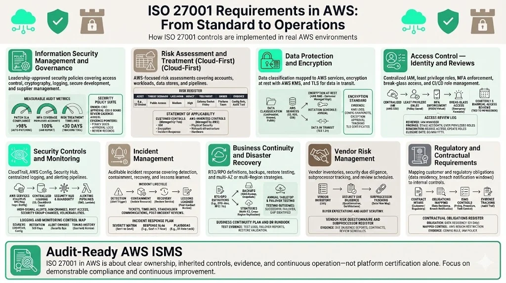Core ISO 27001 requirements translated to AWS operations