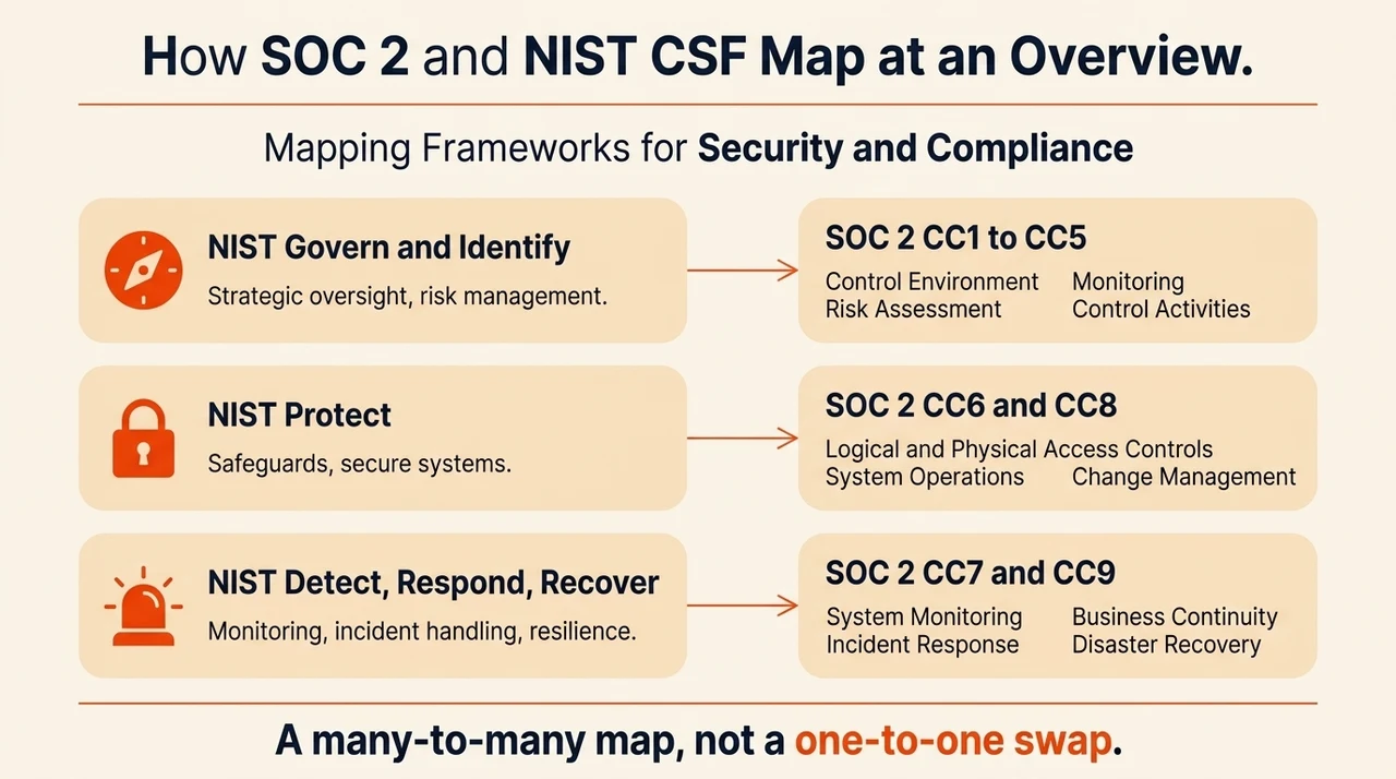 How SOC 2 and NIST CSF Map at an Overview