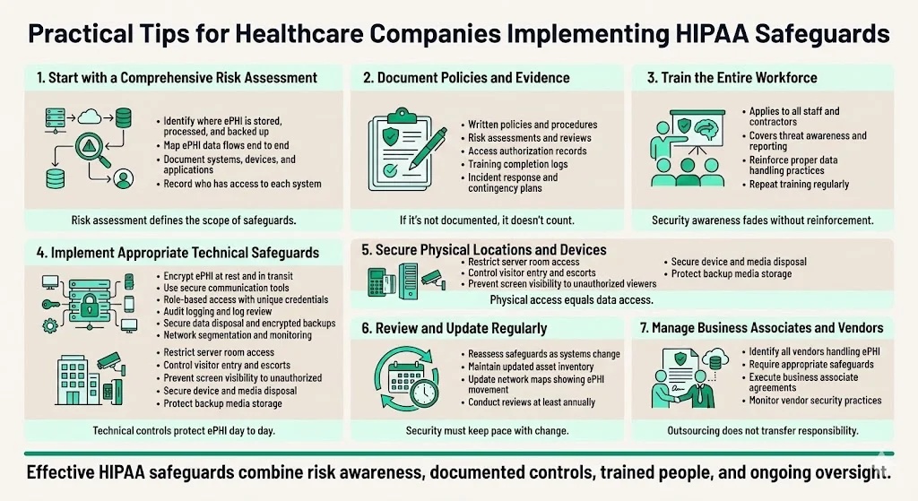 Practical Tips for Healthcare Companies Implementing HIPAA Safeguards