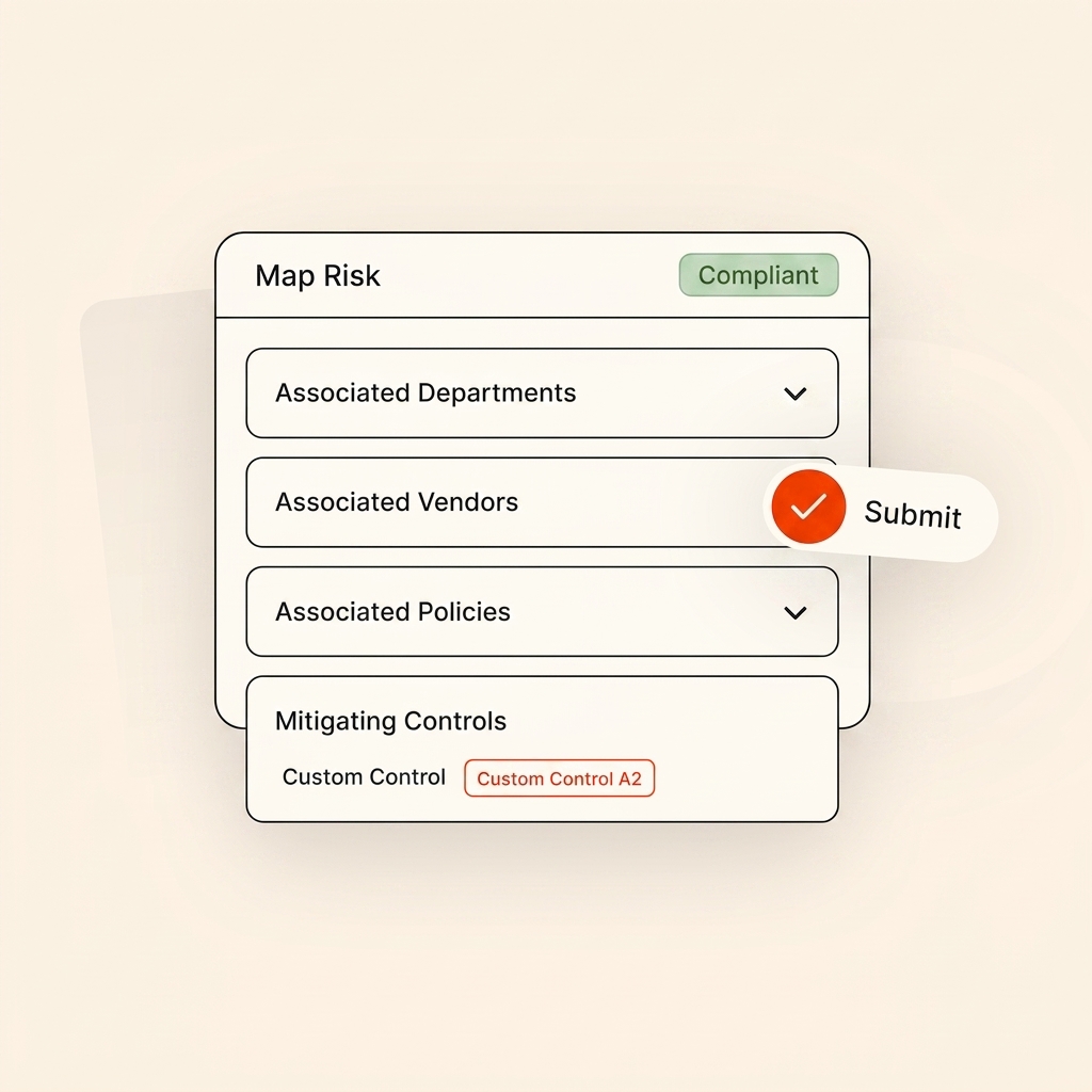 Risk mapping across departments, vendors, and policies