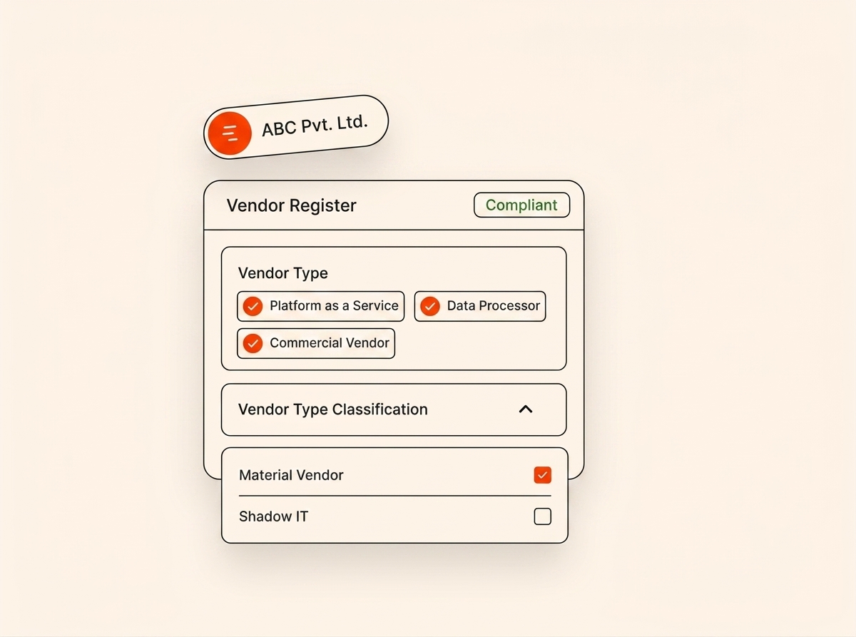 Vendor register with type and classification controls